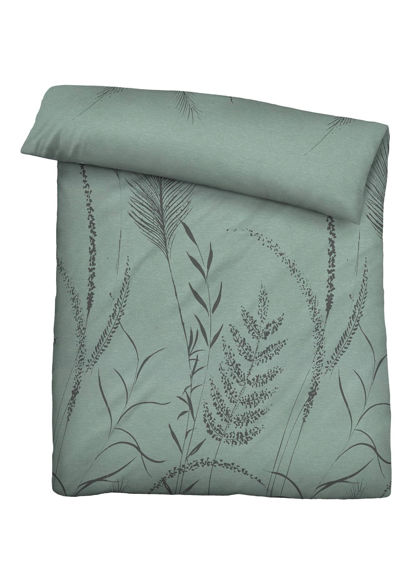 Linho Bettwäsche-Set Melange-Flanell Grün 135x200cm 3