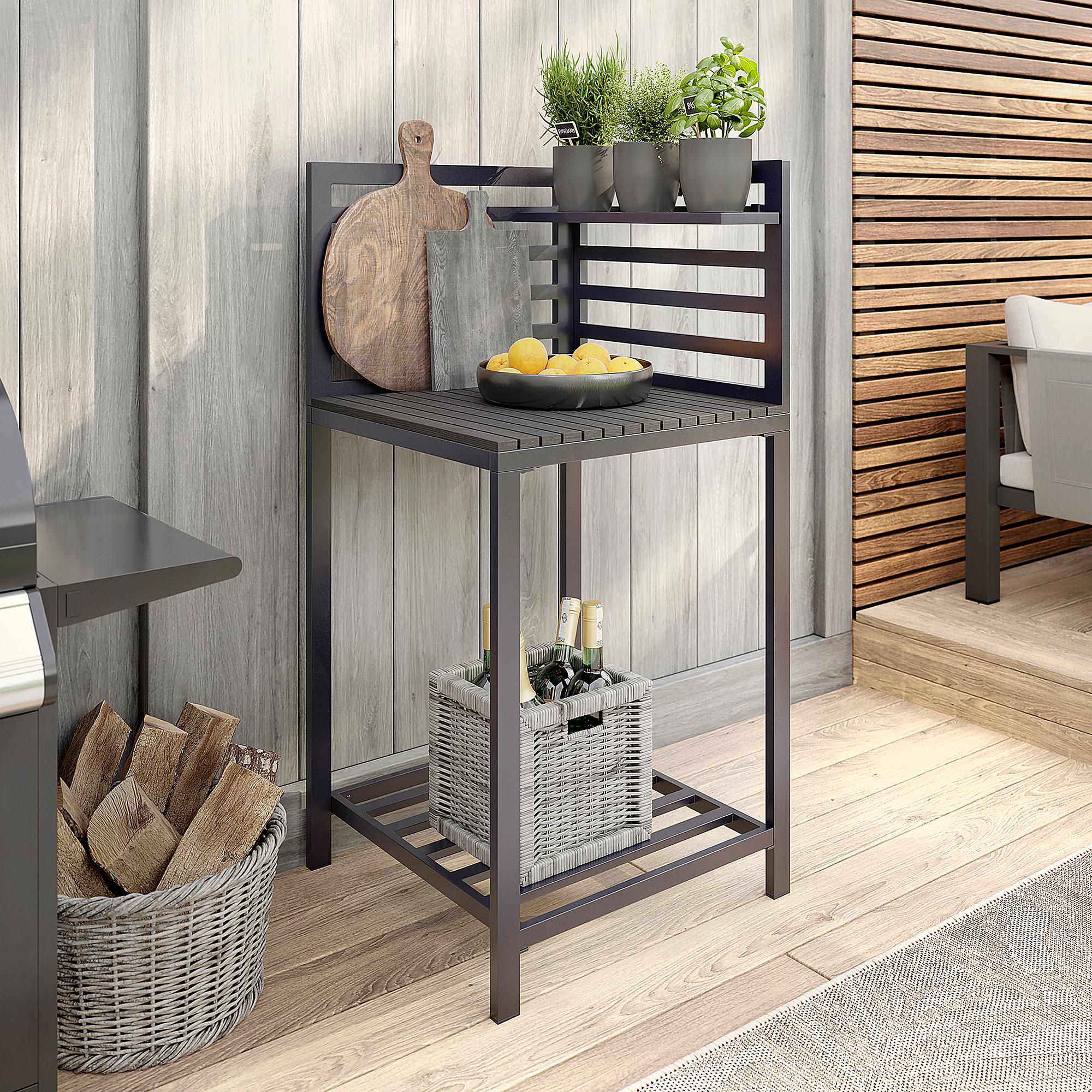 Portol Garden Kitchen Corner Table Aluminum Plastic Black 1