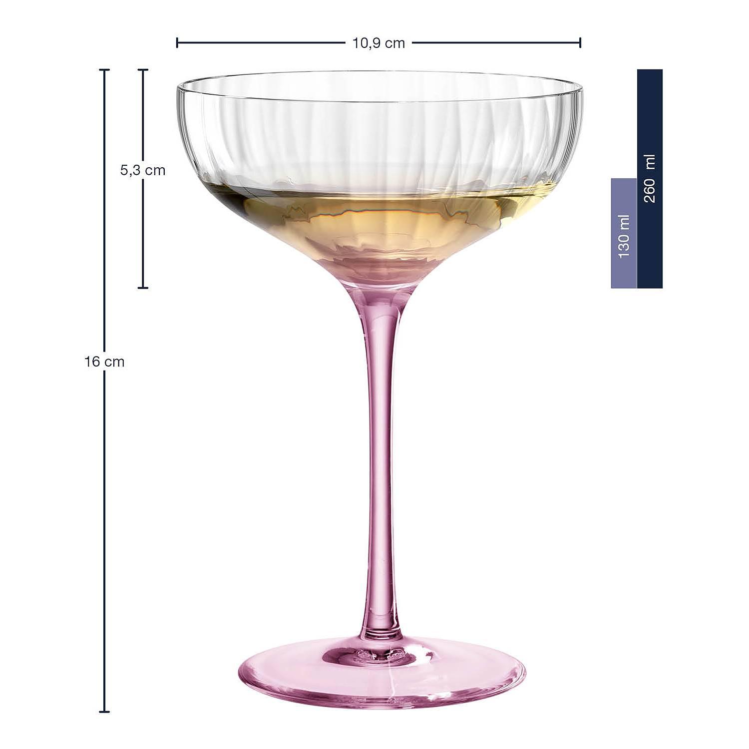 Champagne Coupe Poesia Set of 6 Crystal Glass Pink 4