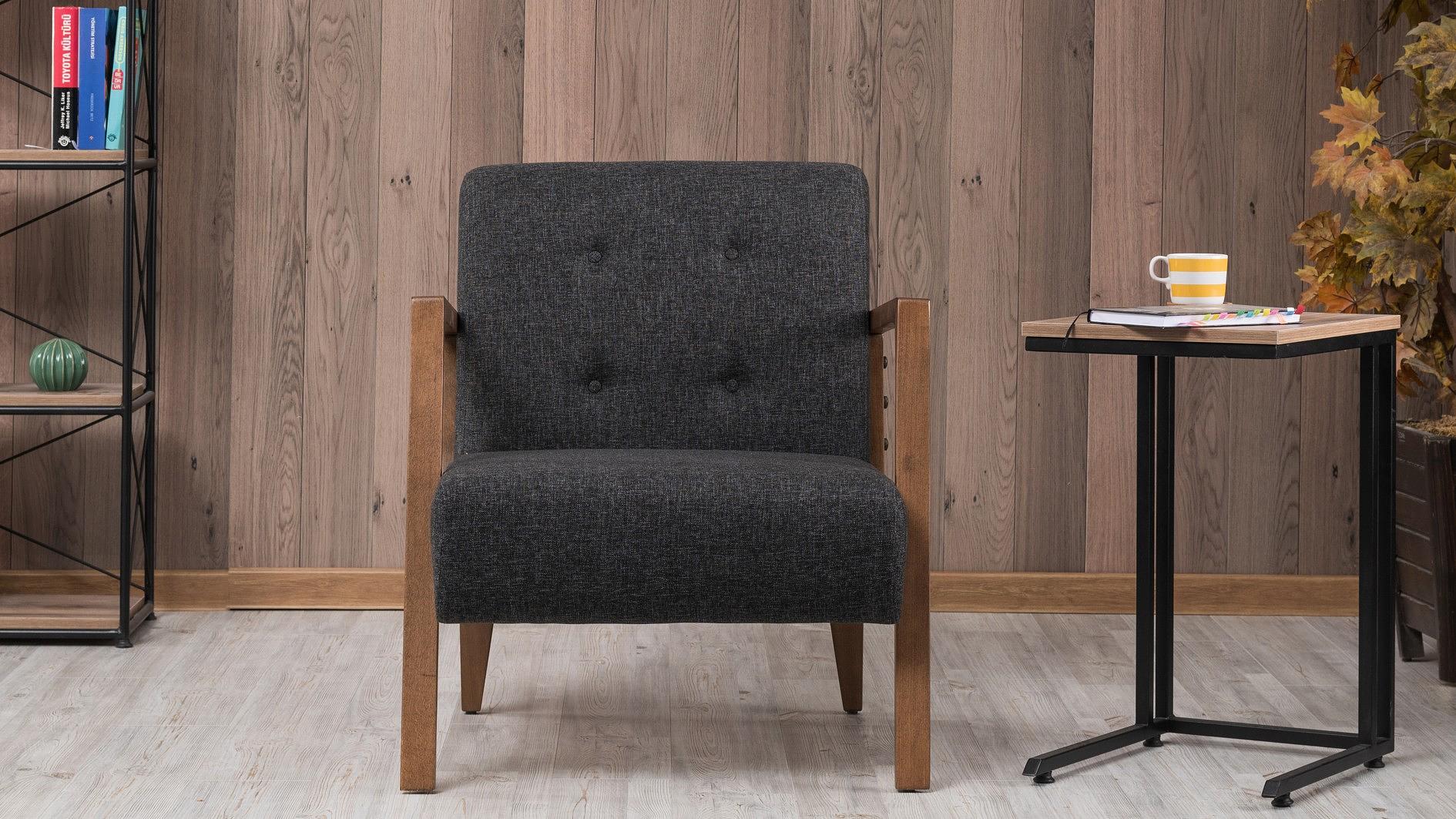 Kemer Sessel Holzfurnier Dunkelgrau 3