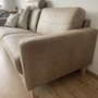 Sofa 3-Sitzer Kunstleder Holz Beige 2