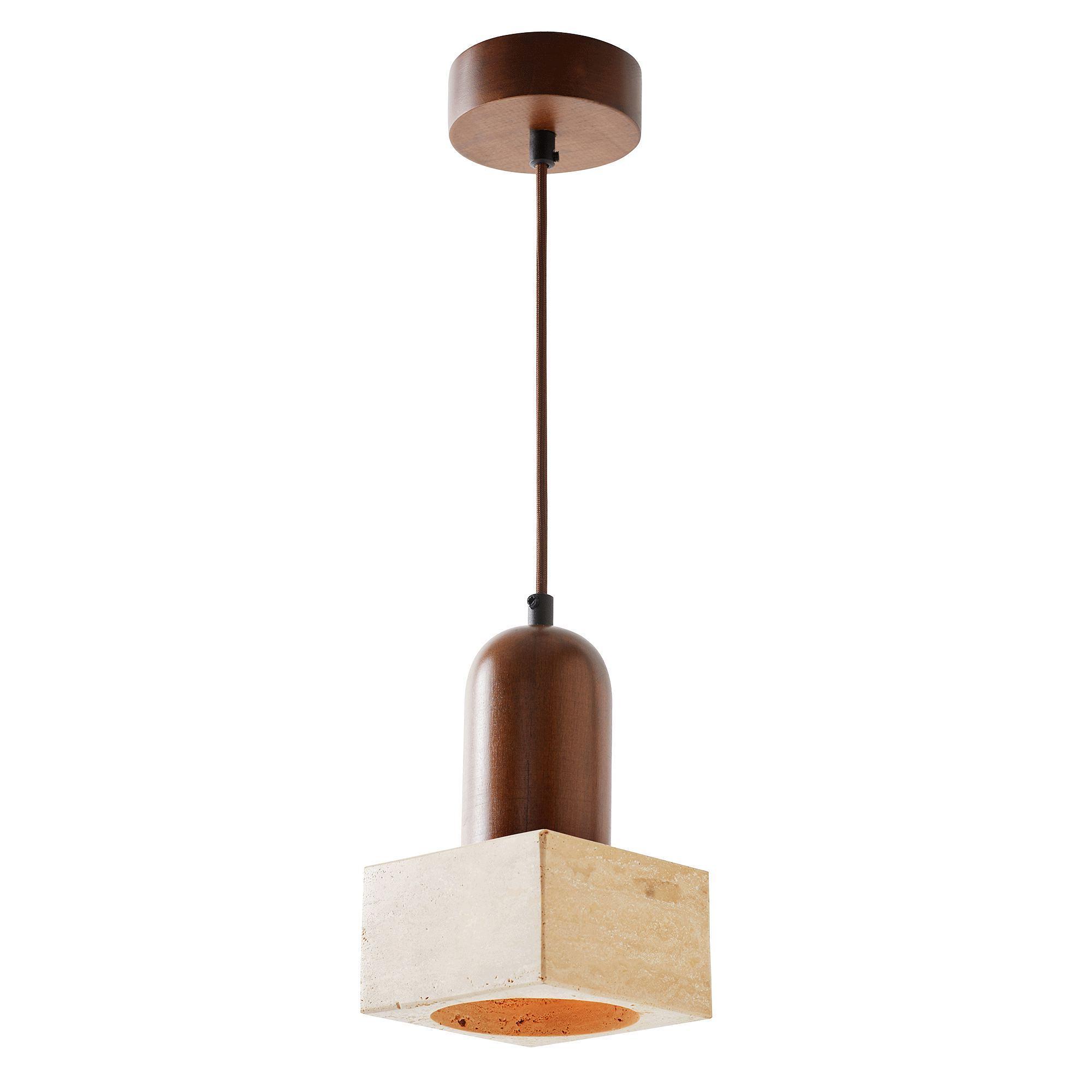 Suala Lampada a sospensione Legno di noce Travertino Marrone 6