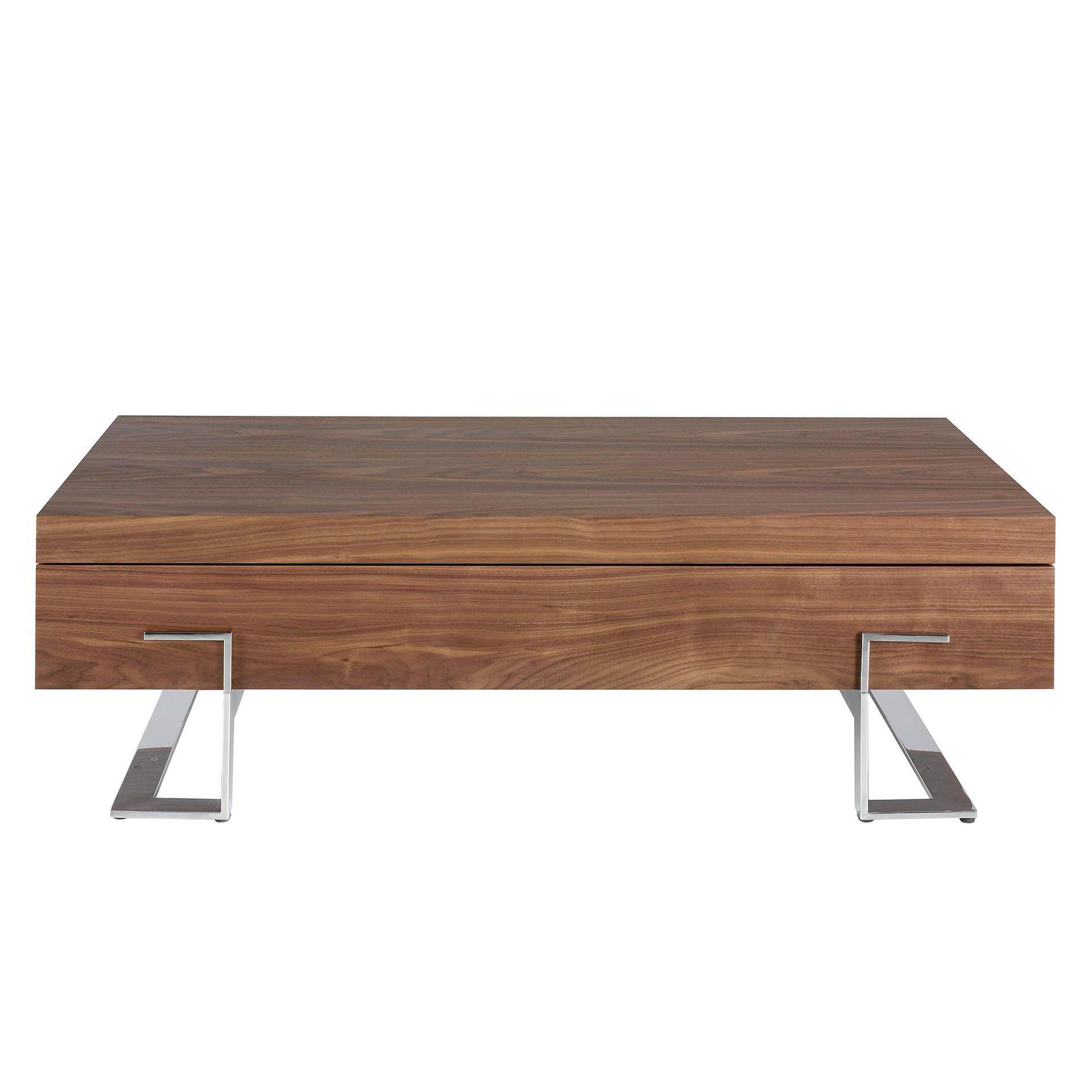 Rectangular coffee table walnut steel 1