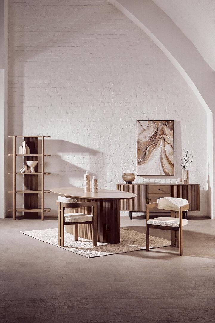 Tibor Rippenvase Travertin Weiß 5