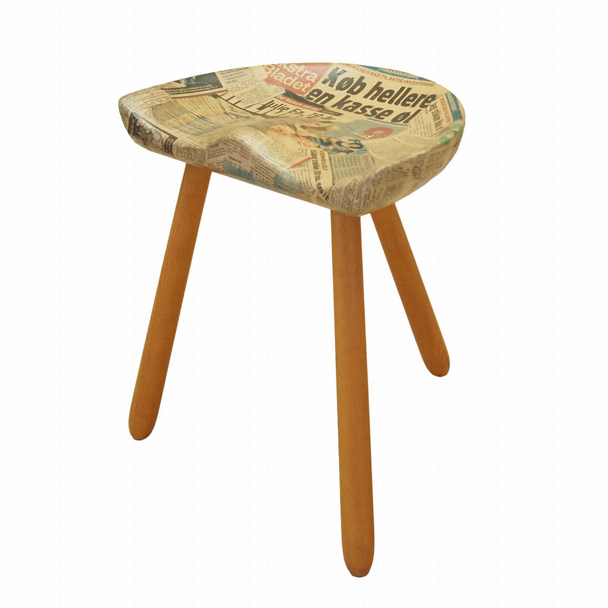 Vintage stool wood brown 1950s 0