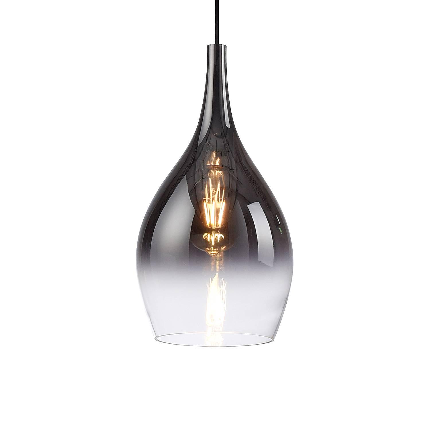 Pilua Pendant Lamp Smoked Glass Iron 1-Light 0