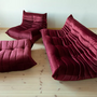 Togo Lounge Set 3-pc. Velvet Burgundy 1