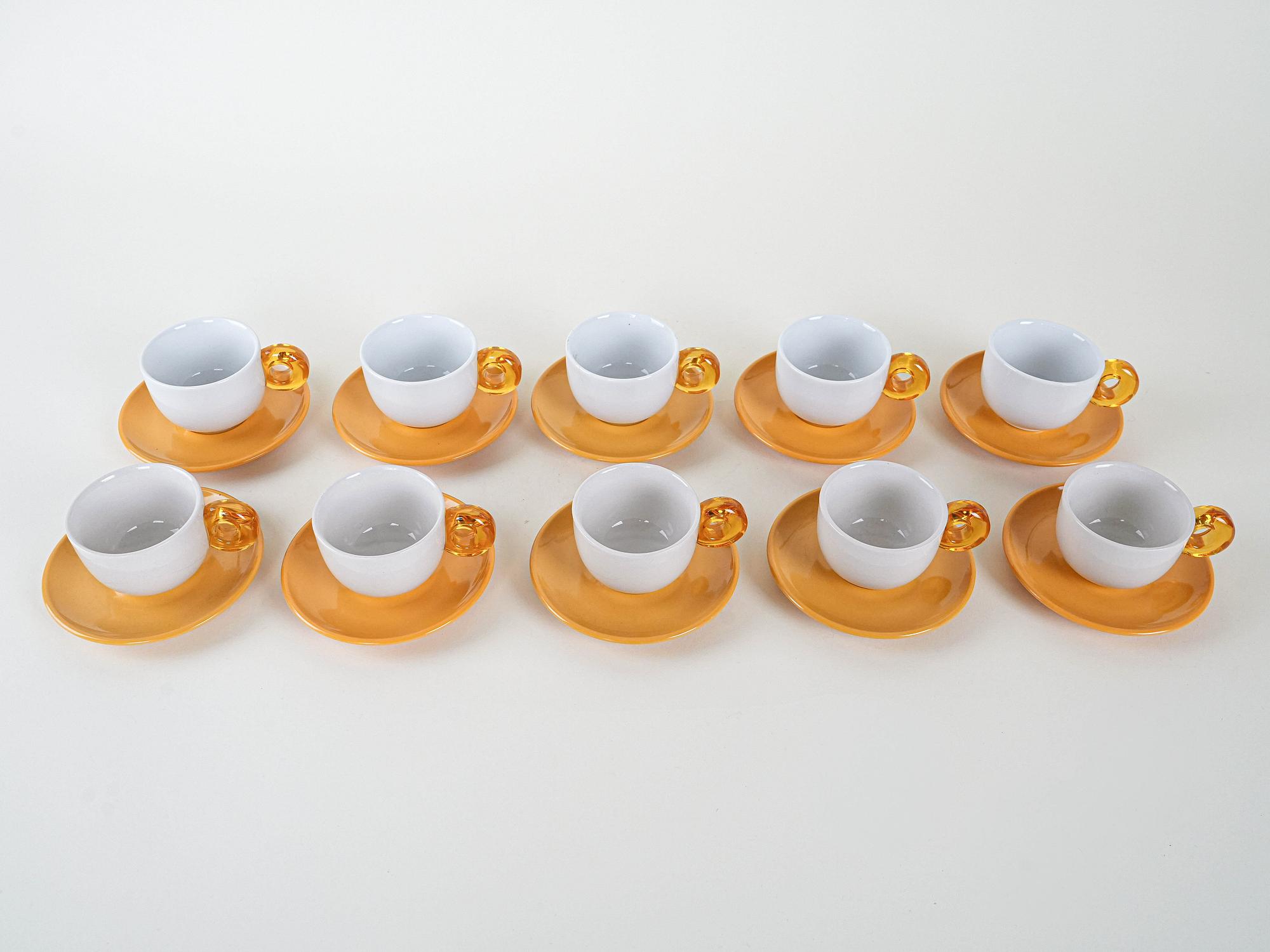 Porcelain cup set Gold White 1970s 3