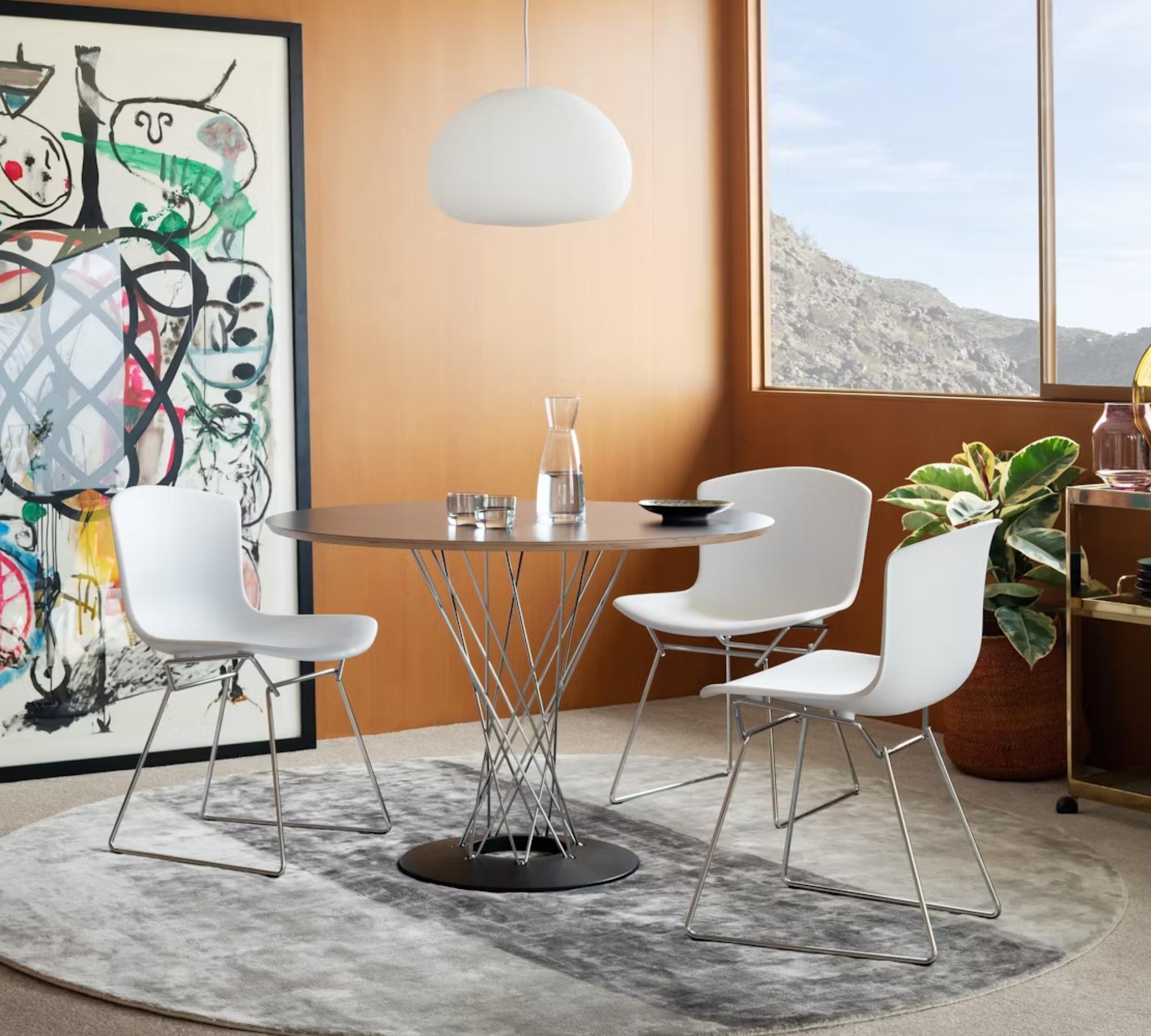 Bertoia Stuhl Chrom Blau 3