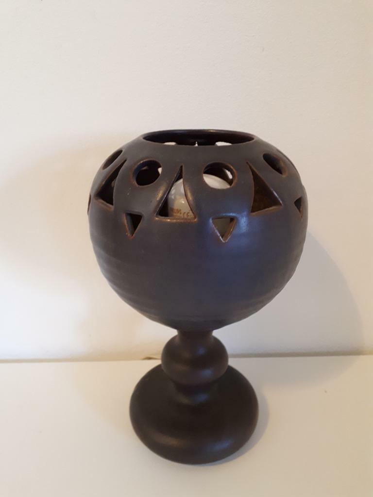 Vintage Pilzlampe Keramik 1970er Jahre 2