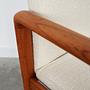 Vintage Stuhl Teakholz Textil Weiß 1970er Jahre  10