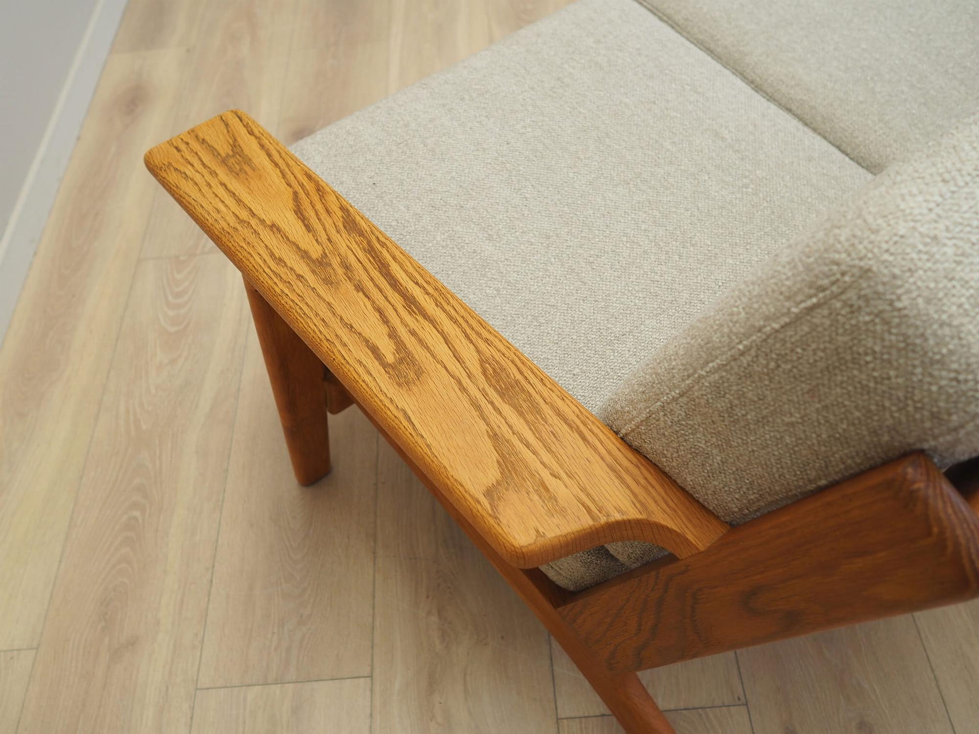 Vintage Sofa Eichenholz Textil Grau 1960er Jahre 14
