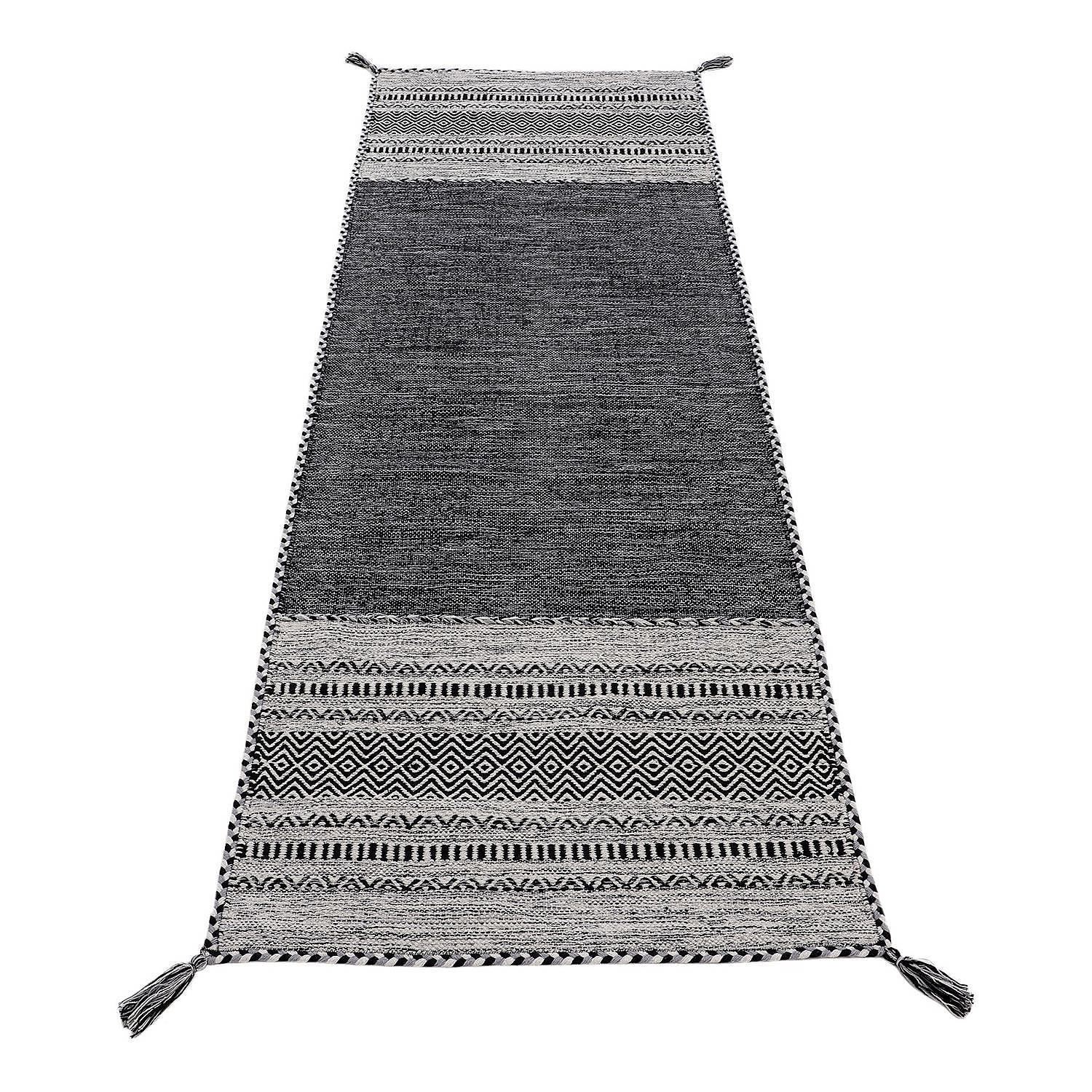 Läufer Kelim Azizi Baumwolle Schwarz 60 x 180 cm 1