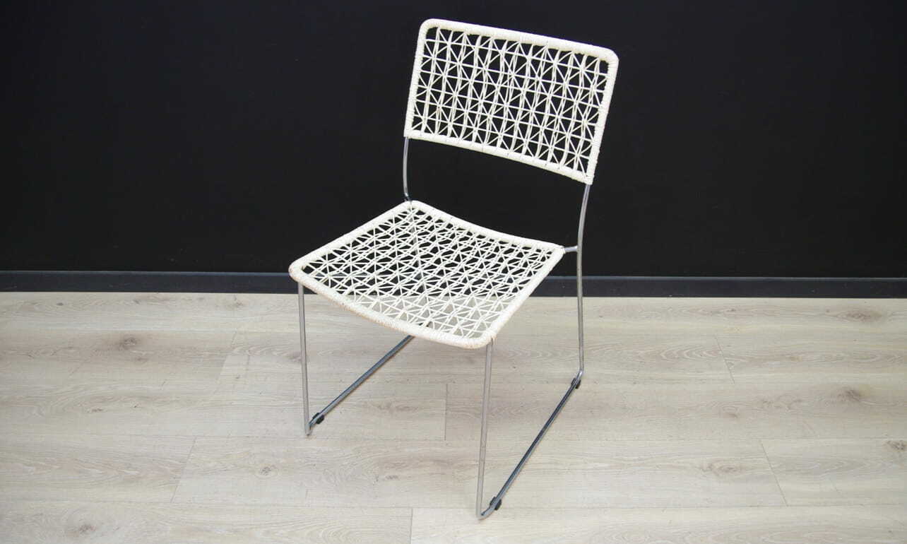 2x Vintage Stuhl Metall Weiß 1960er Jahre 4