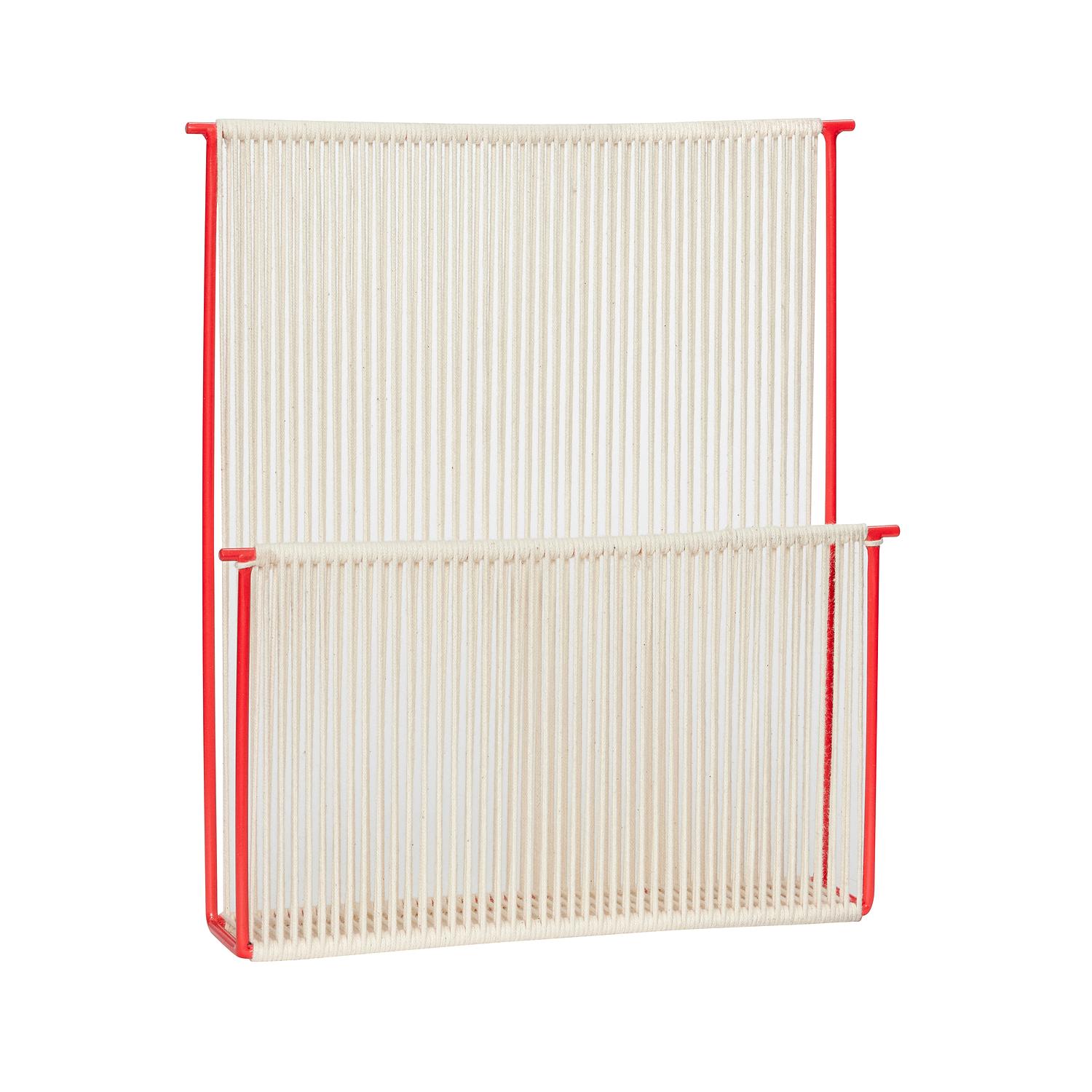 String Magazine Holder Wall Red White 1