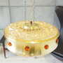 Vintage pendant lamp glass metal gold 1980s 9
