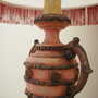 Vintage Table Lamp Ceramic Textile Multicolor 1970s 9