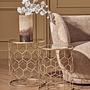 2x Arcana Round Honeycomb Side Table Metal Glass 2