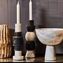 Oxana Multi-layered Candle Holder Marble Black White 4
