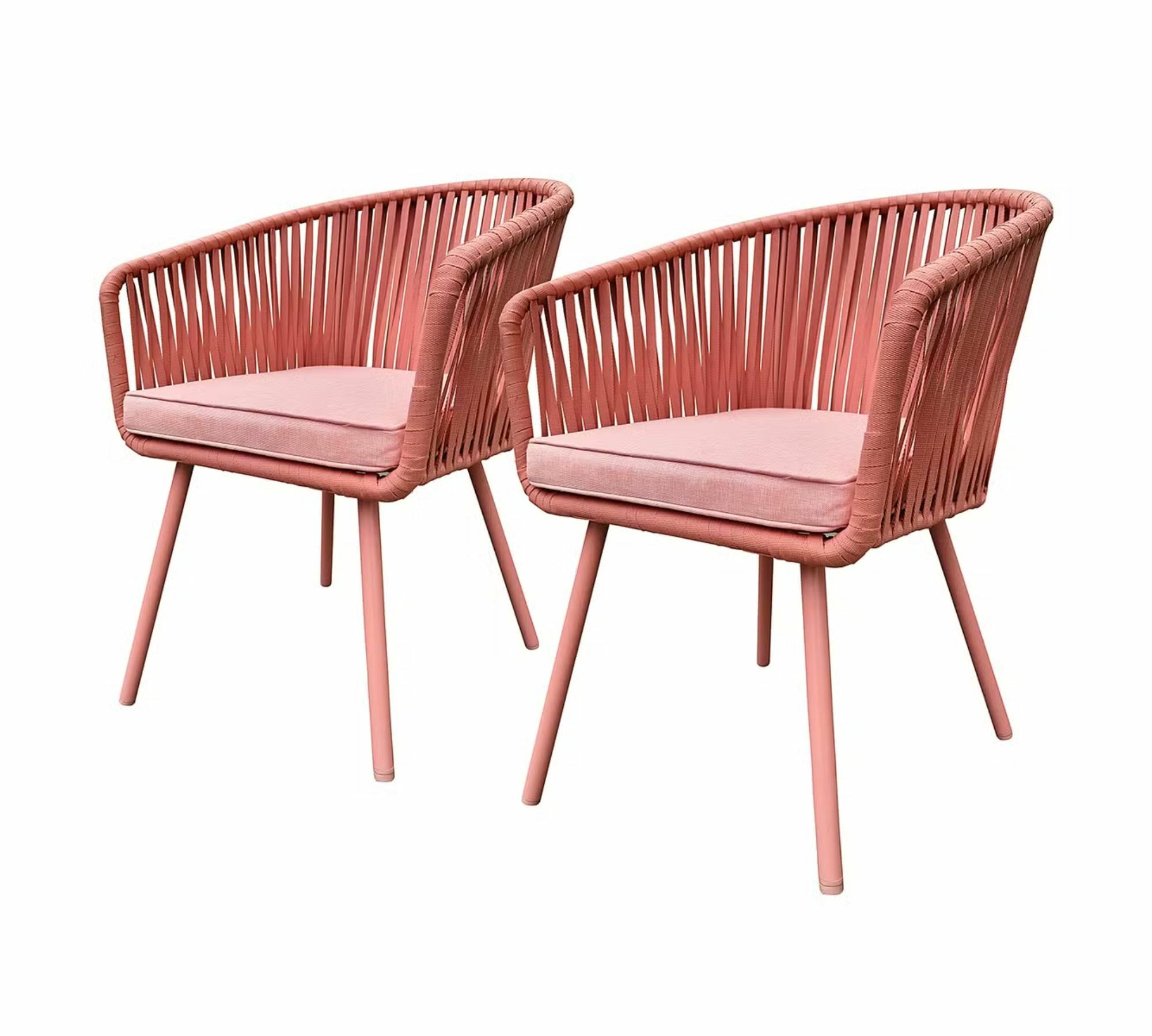 2x Noxi Gartenstuhl Stahl Polyester Flamingorosa 0