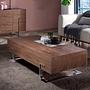 Rectangular coffee table walnut steel 2