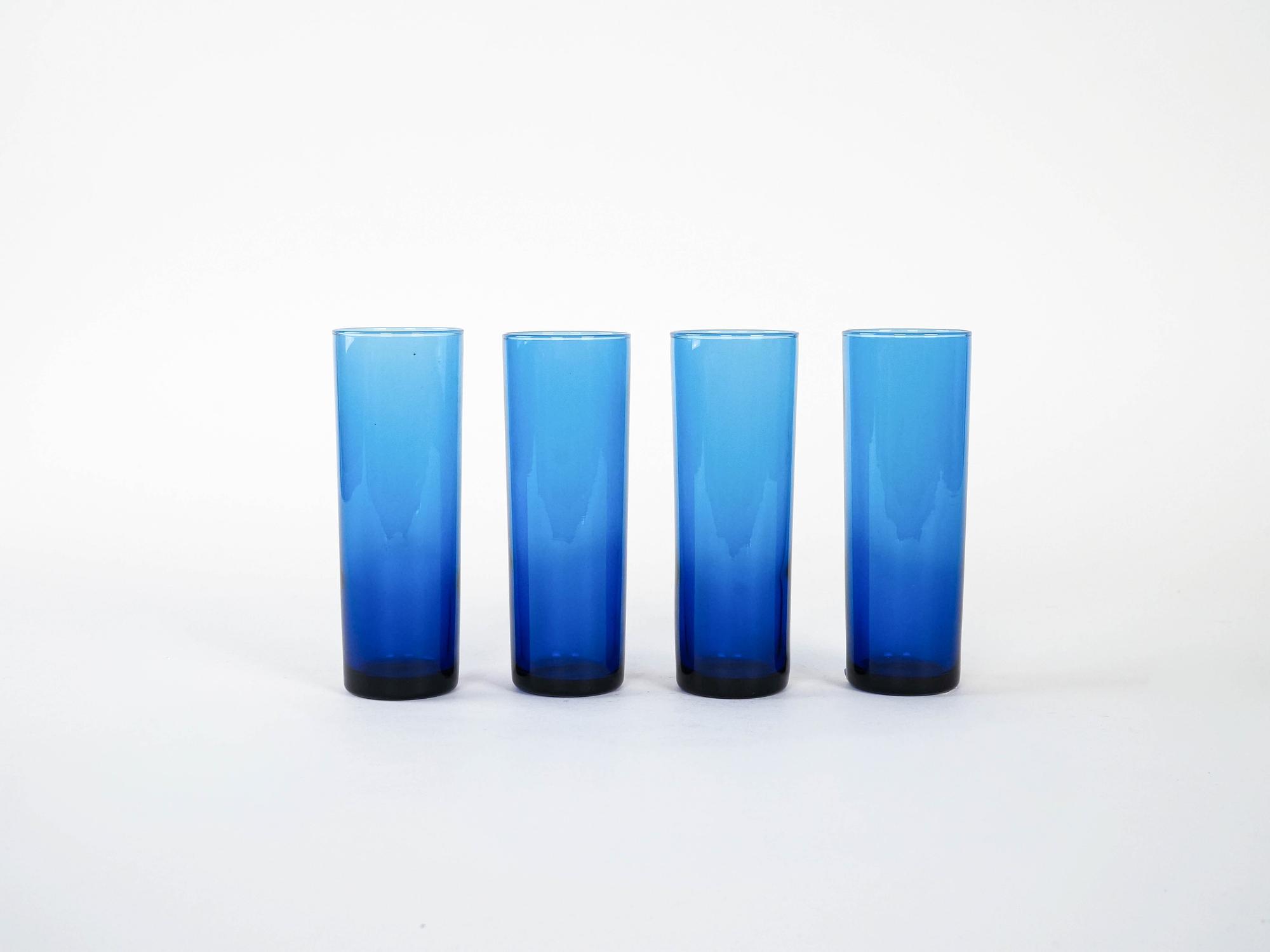 Glass set Cobalt blue 1970s 2