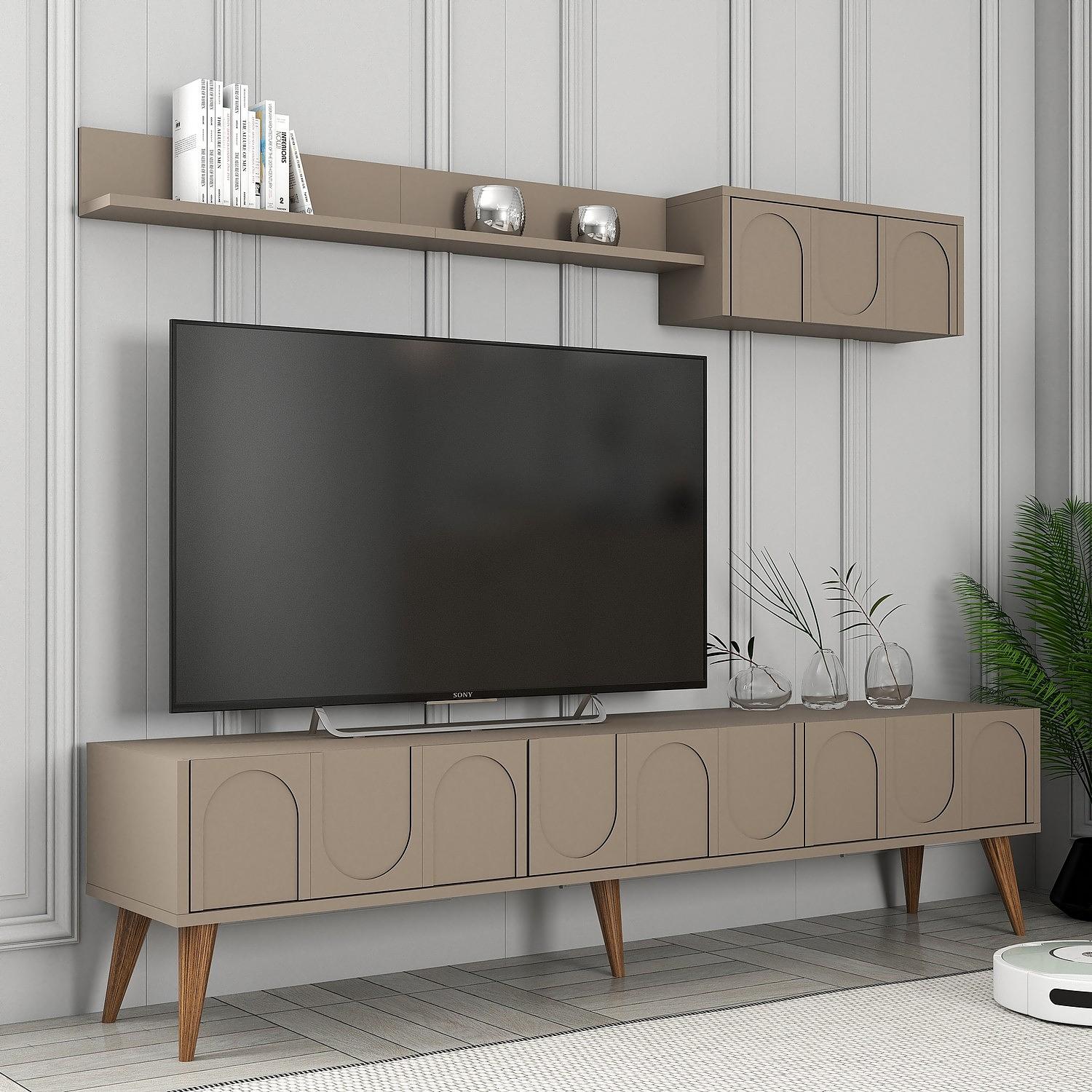 Lyon 2 TV cabinet wood veneer Atlas walnut brown 3