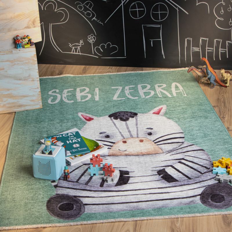 Greta Teppich Zebra Baumwolle Mehrfarbig 115 x 170 cm 0