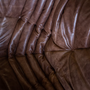Togo Corner Sofa Pull-Up Leather Walnut Brown 7