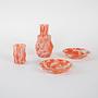 Glasobjekt-Set Orange 1970er Jahre 2