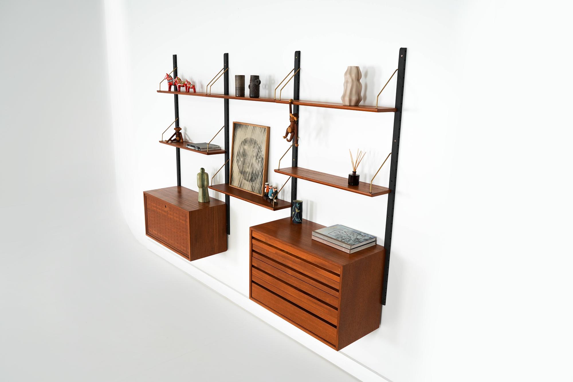 Modulregal Teakholz Braun 1960er Jahre 11