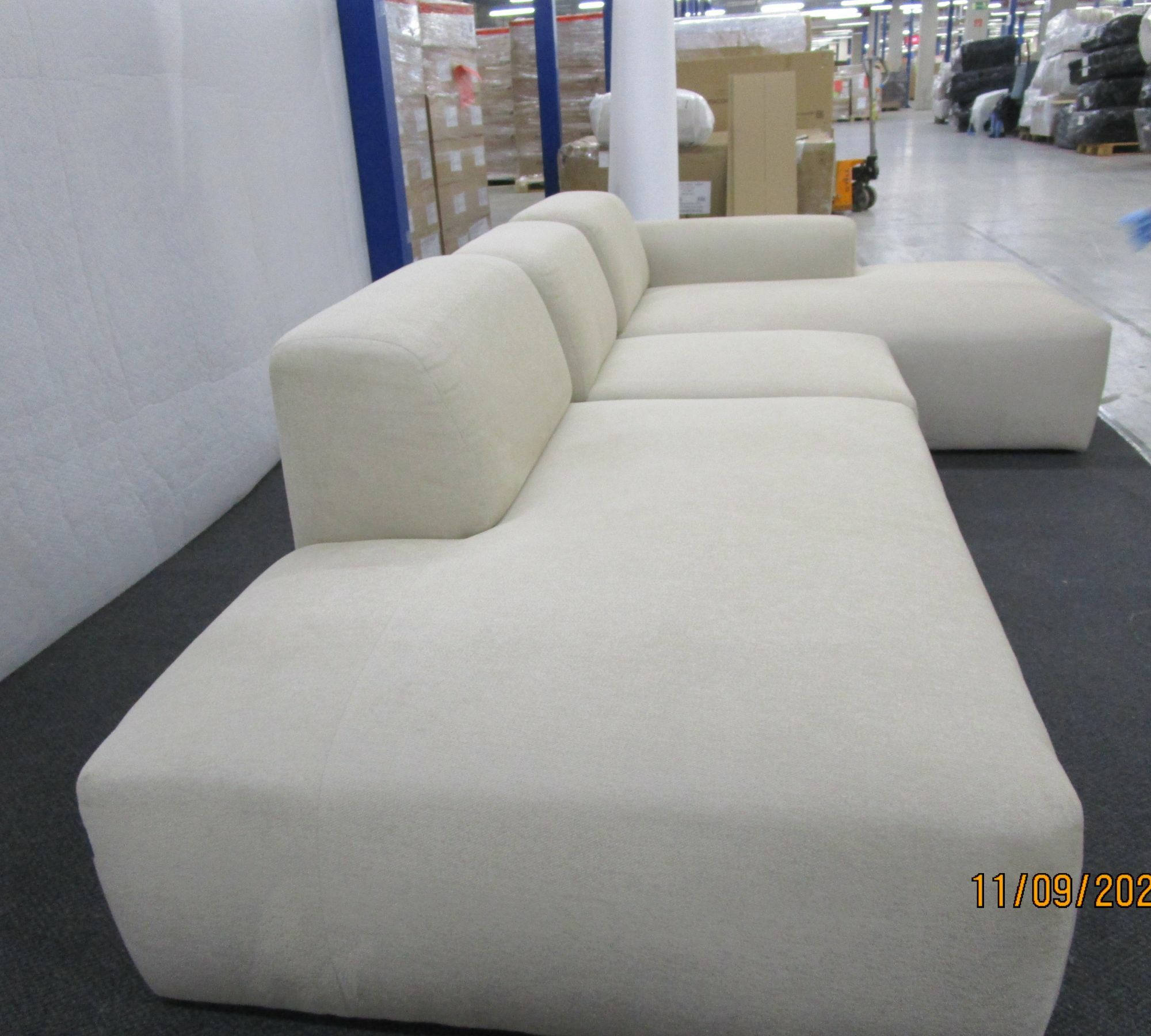 Pyllow Sofa Récamiere Rechts Webstoff Cremeweiß 5