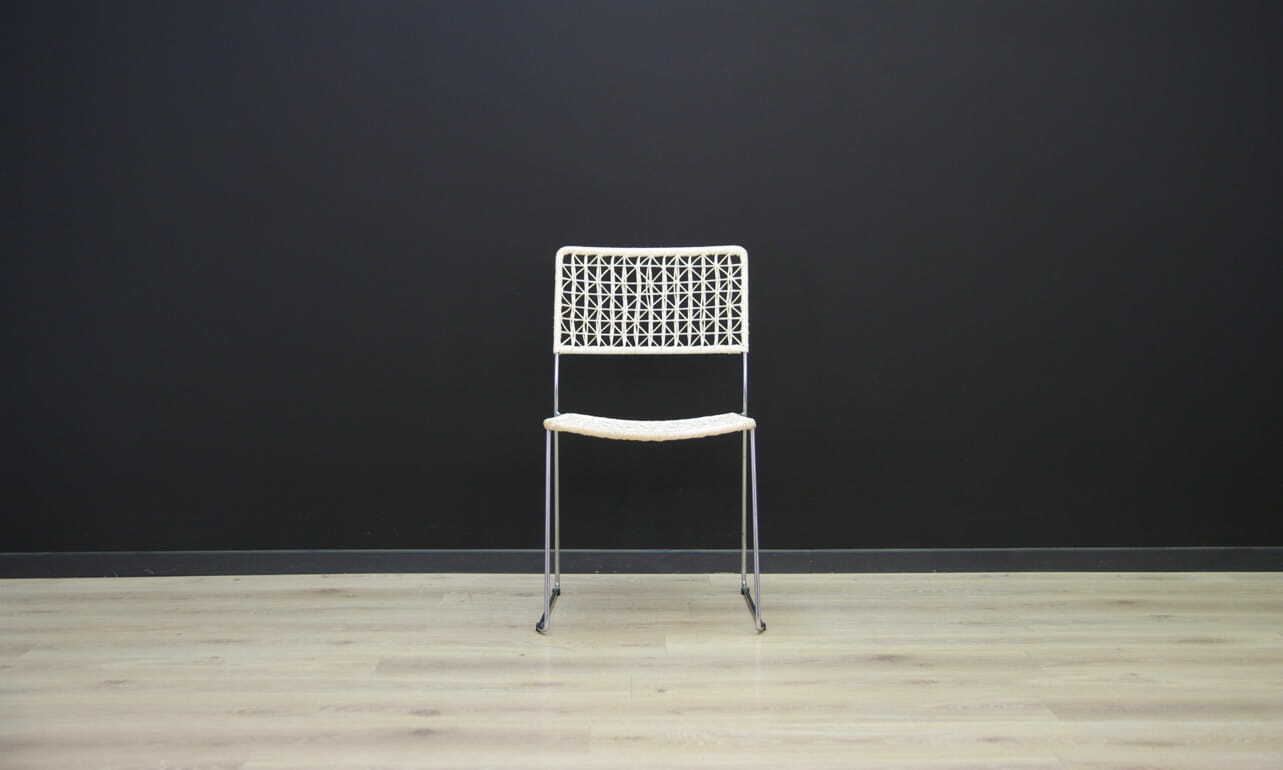 2x Vintage Stuhl Metall Weiß 1960er Jahre 5