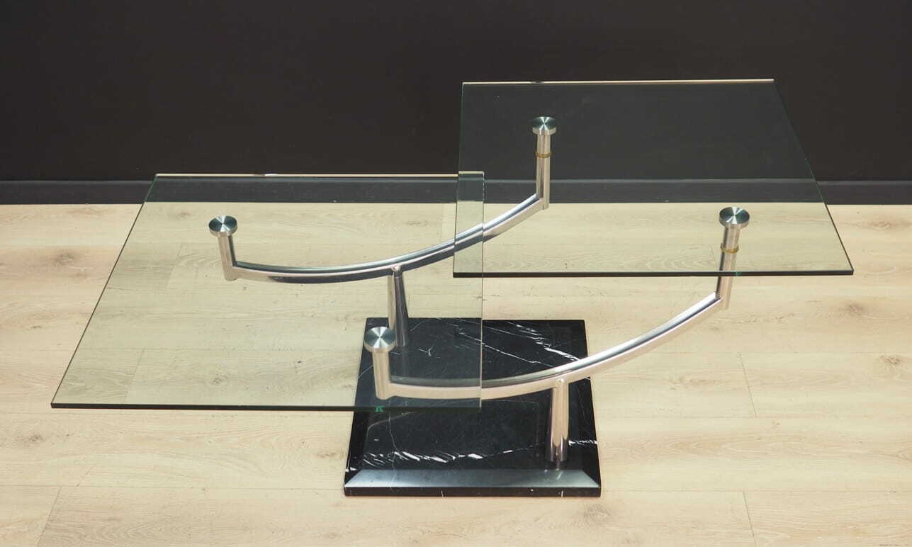 Vintage Coffee Table Metal Glass Transparent 1990s 4