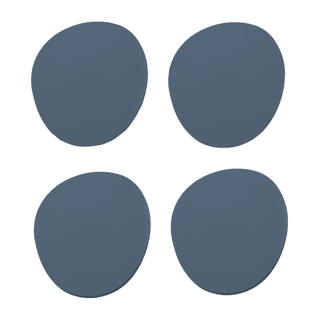 4x Sottobicchieri Stone 100% pelle riciclata Petrolio 1