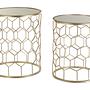 2x Arcana Round Honeycomb Side Table Metal Glass 1