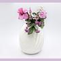 Vintage Muschel Blumenvase Keramik Weiß 1980s Jahre 1