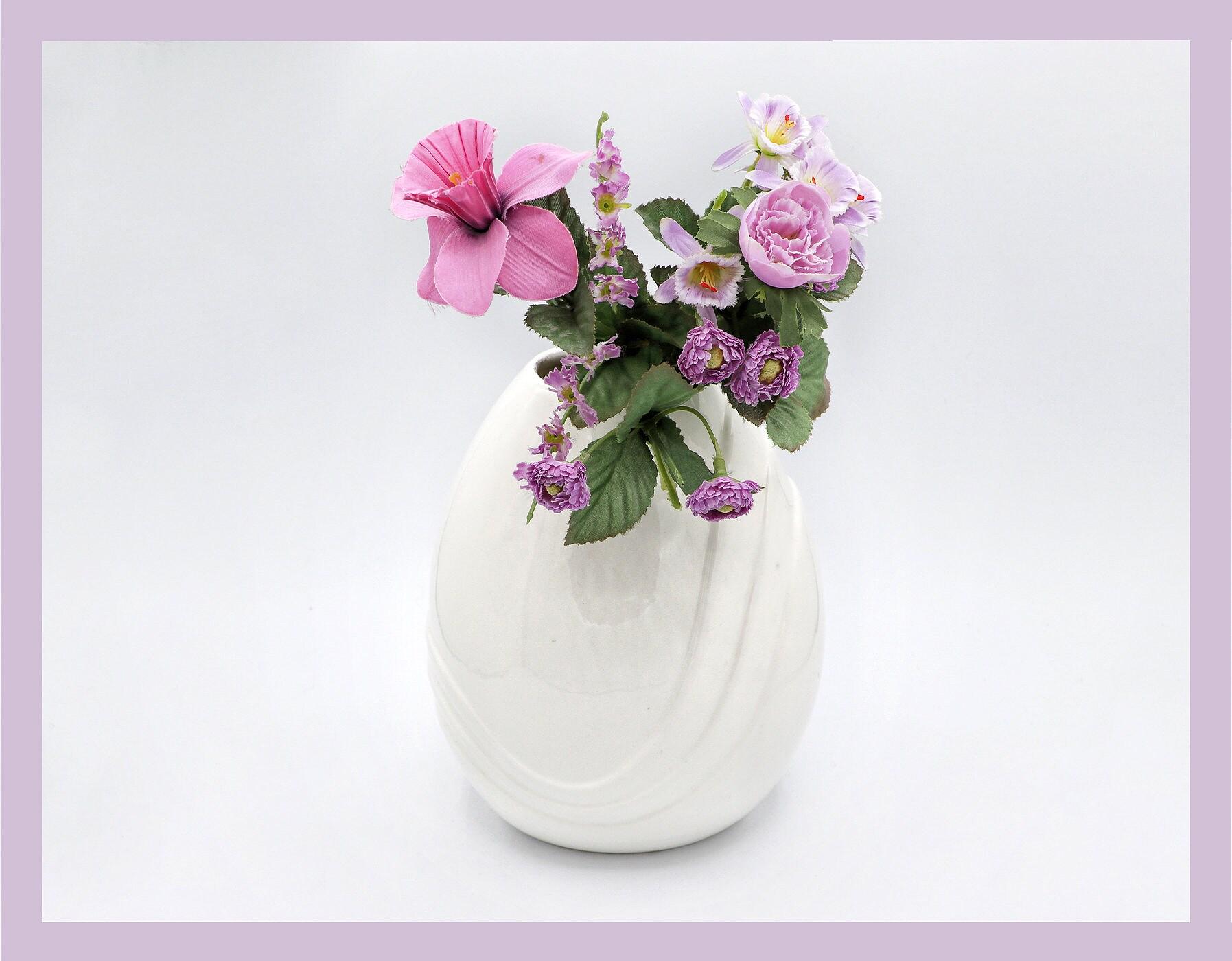 Vintage Muschel Blumenvase Keramik Weiß 1980s Jahre 1