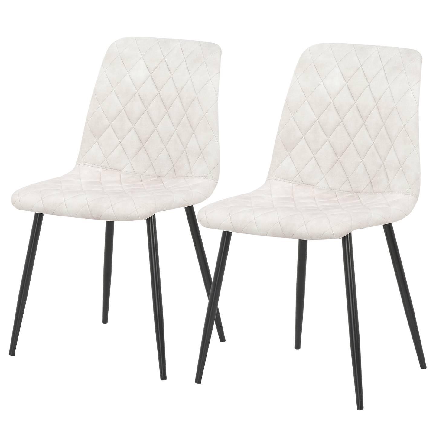 2x Polsterstuhl Trevo II Samt Stahl Creme Schwarz 0