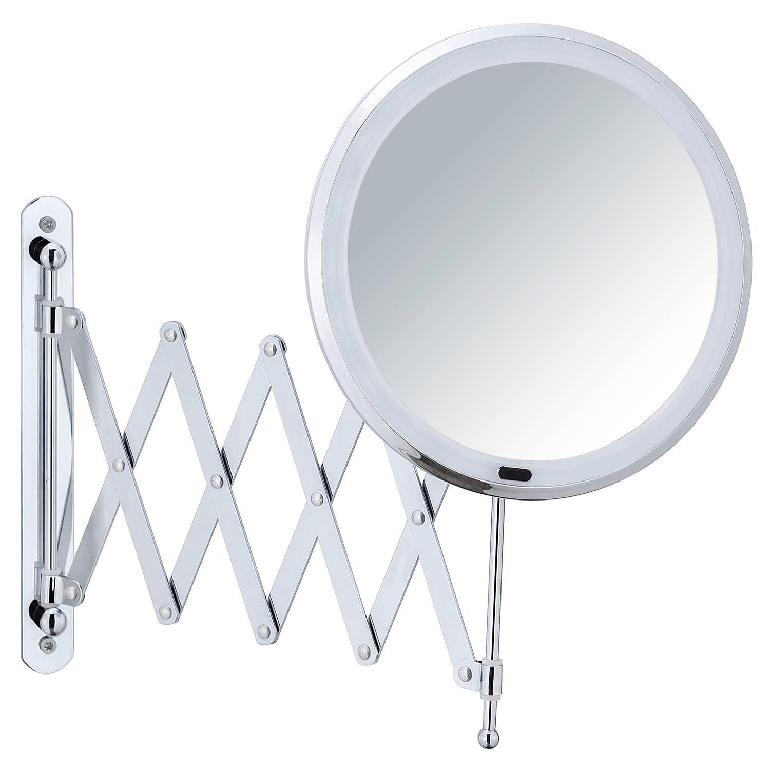 LED Telescopic Wall Mirror Barona Metal Mirror Glass Chrome 1