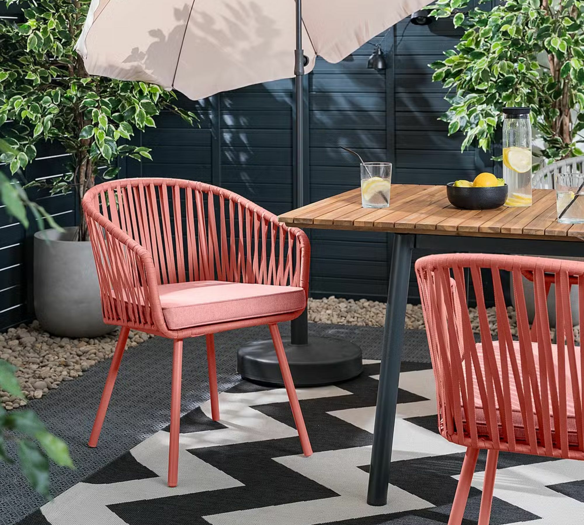 2x Noxi Gartenstuhl Stahl Polyester Flamingorosa 1