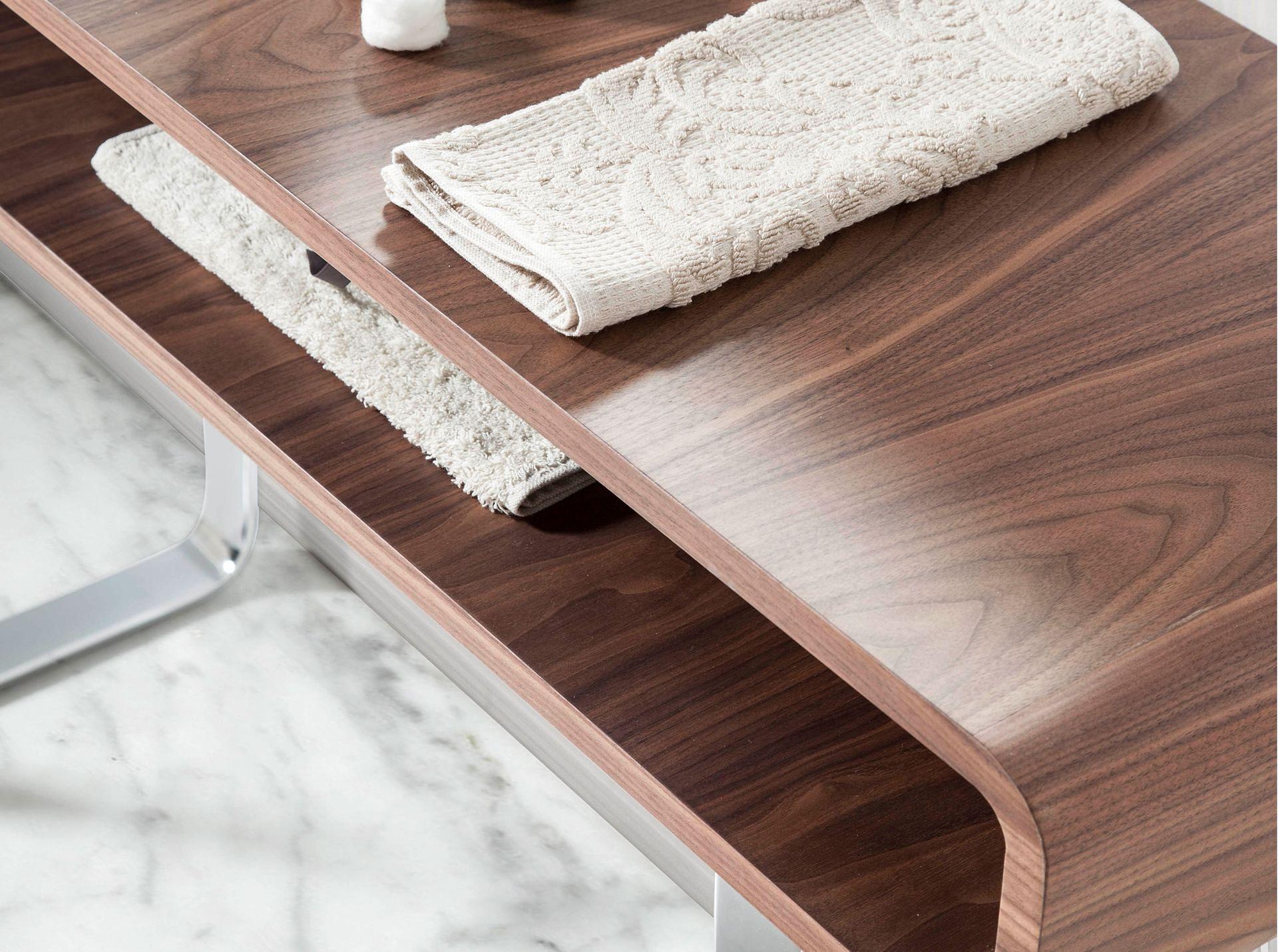 Rectangular console table wood veneer steel 7