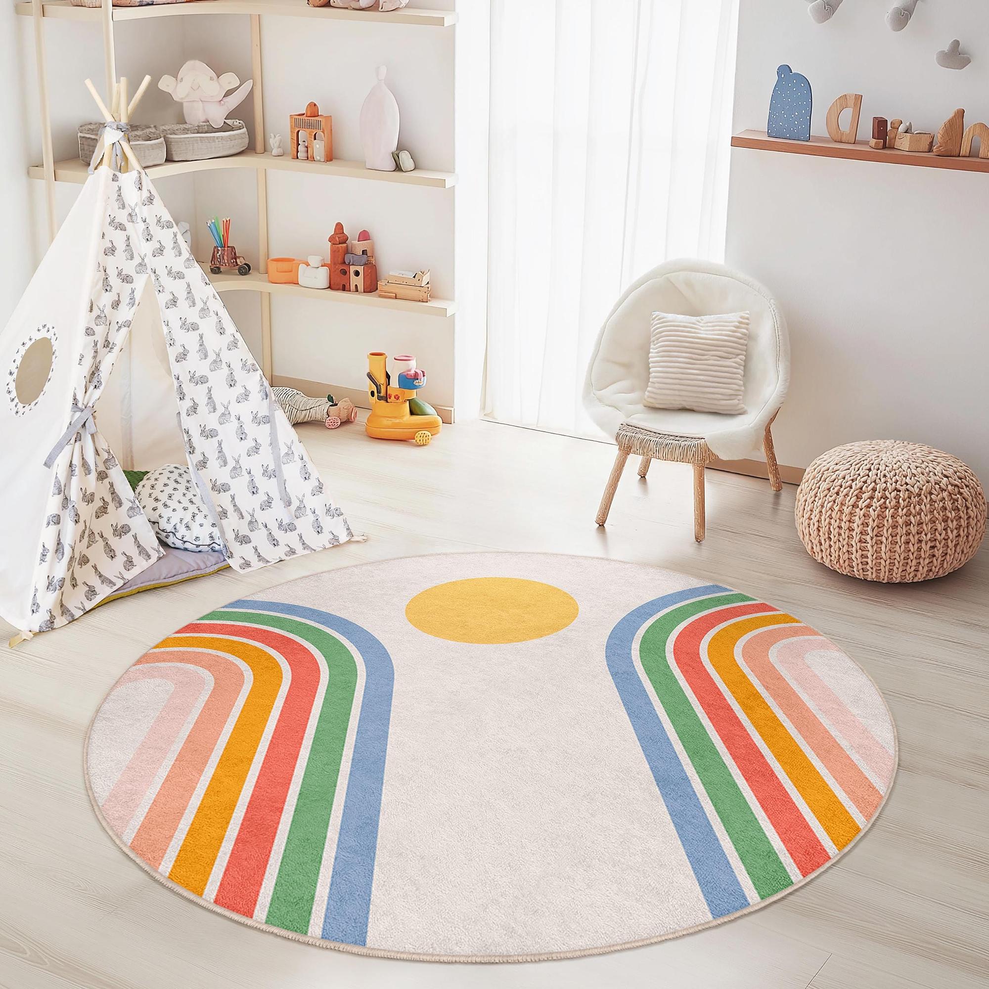 Regenbogen-Kinderteppich Mehrfarbig Ø150cm 2