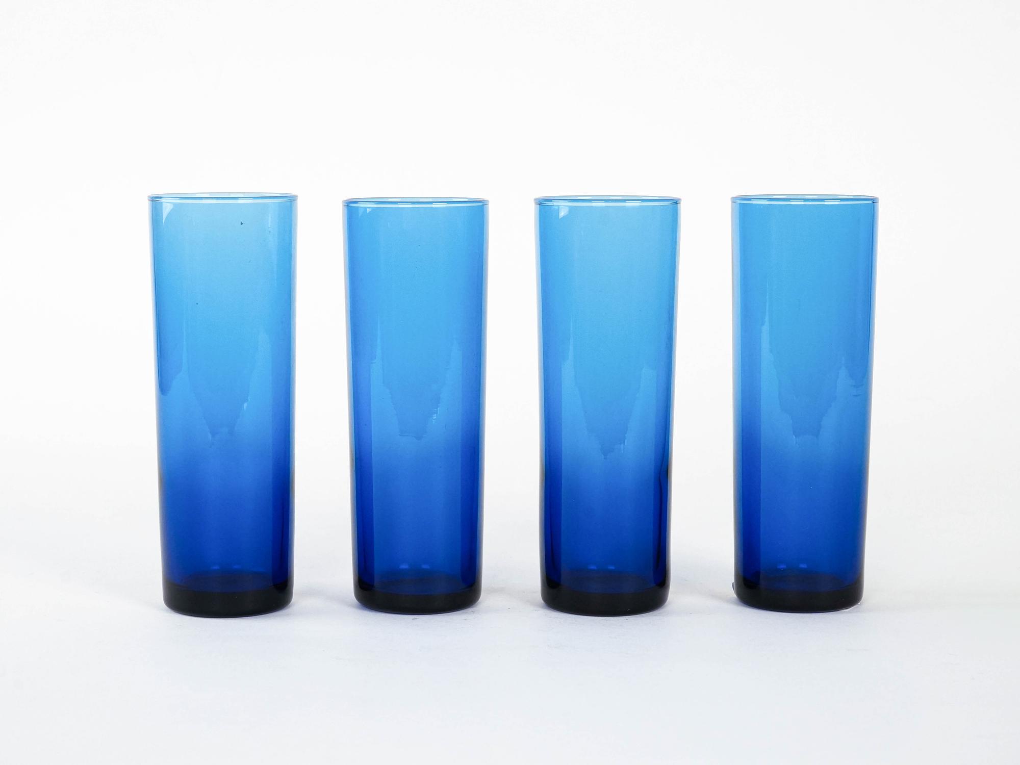 Glass set Cobalt blue 1970s 3