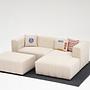 Beyza Sofa Récamiere Rechts mit Hocker Creme 2