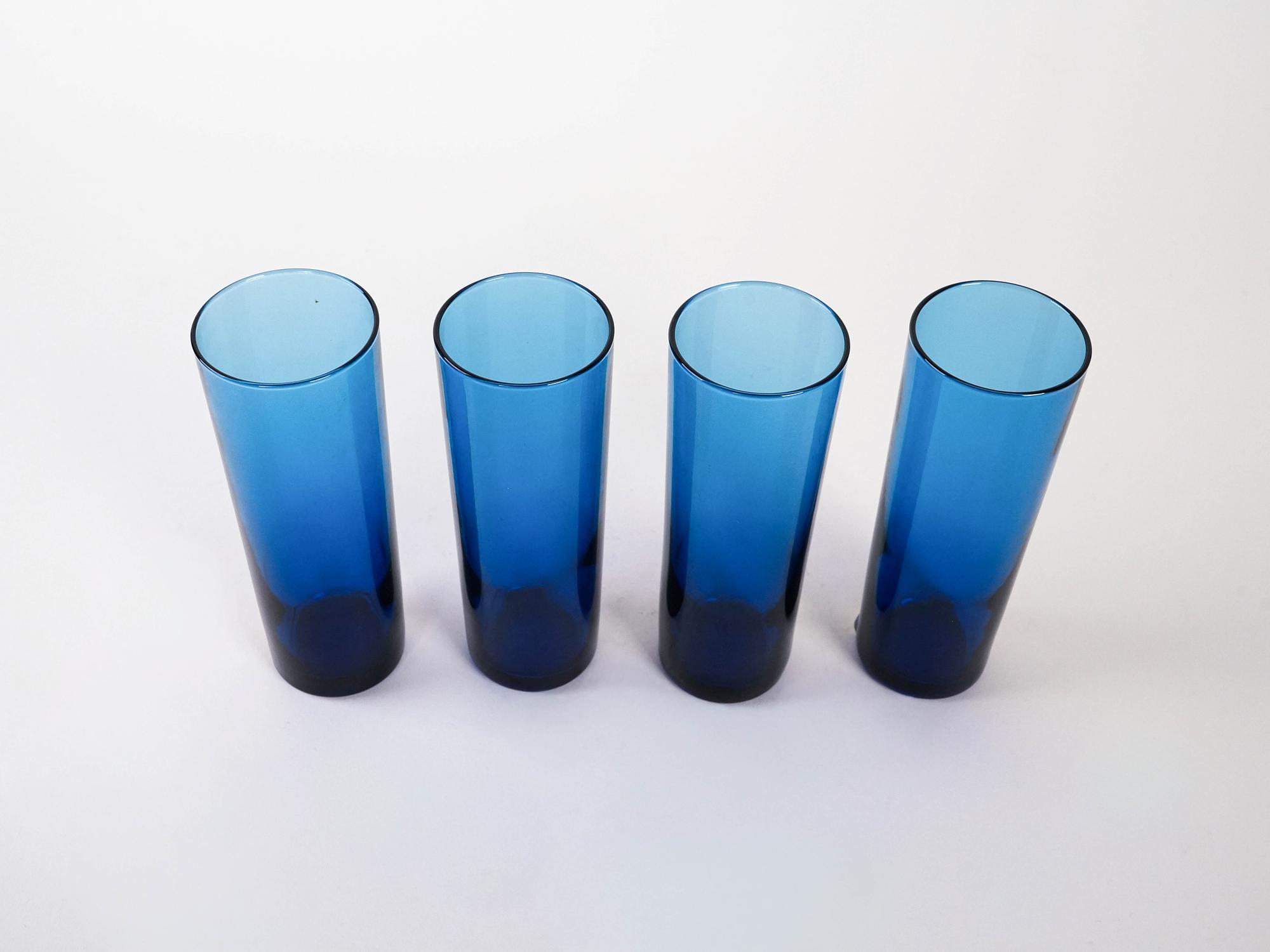 Glass set Cobalt blue 1970s 4