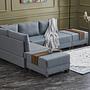 Fly Ecksofa Links mit 2 Hockern Blau 1