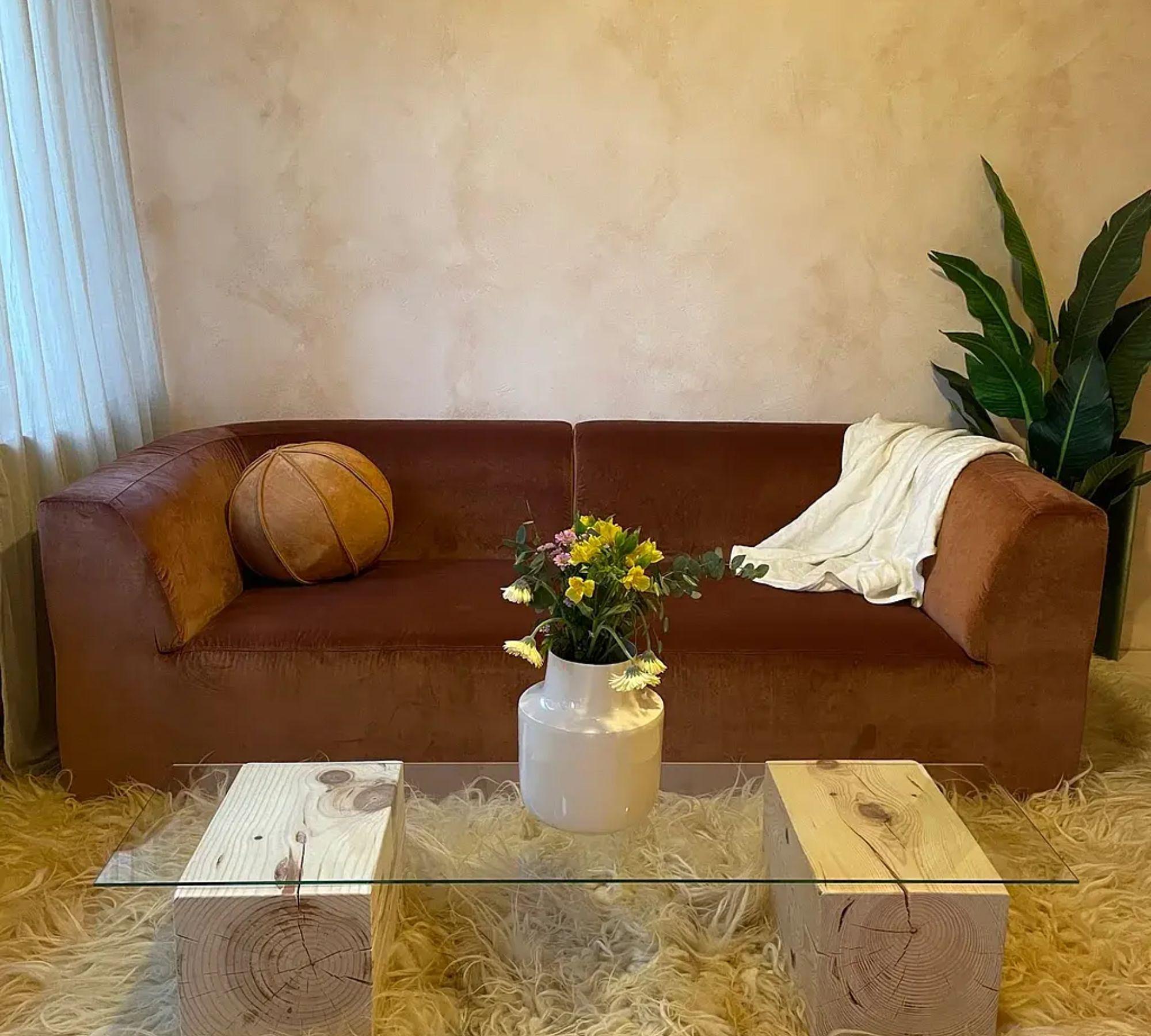 Hajen Modul-Sofa 2-Sitzer mit Kissen Vegas Orangerose 83 3