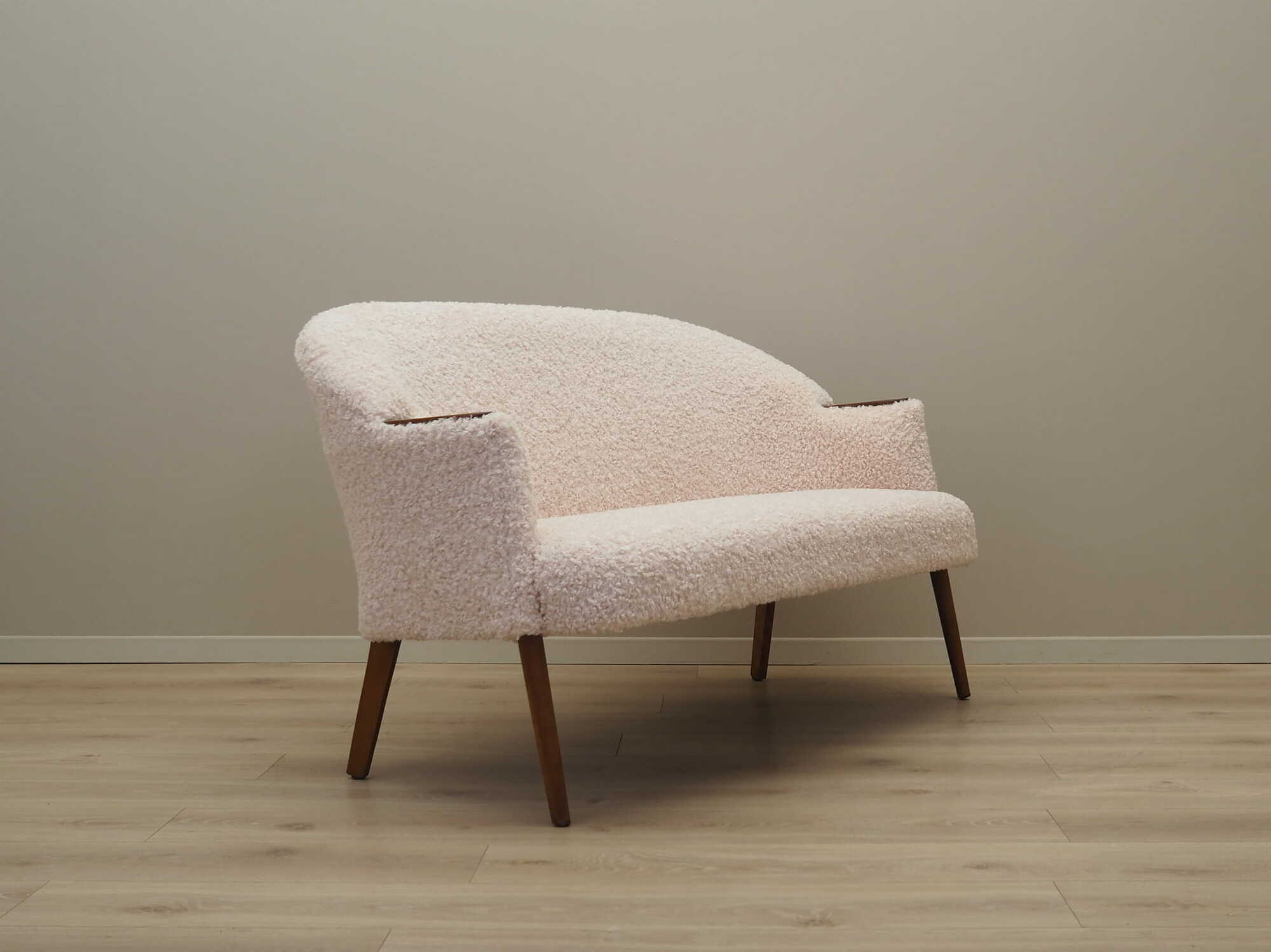 Vintage Sofa Fabric Wood Cream 1970s 8