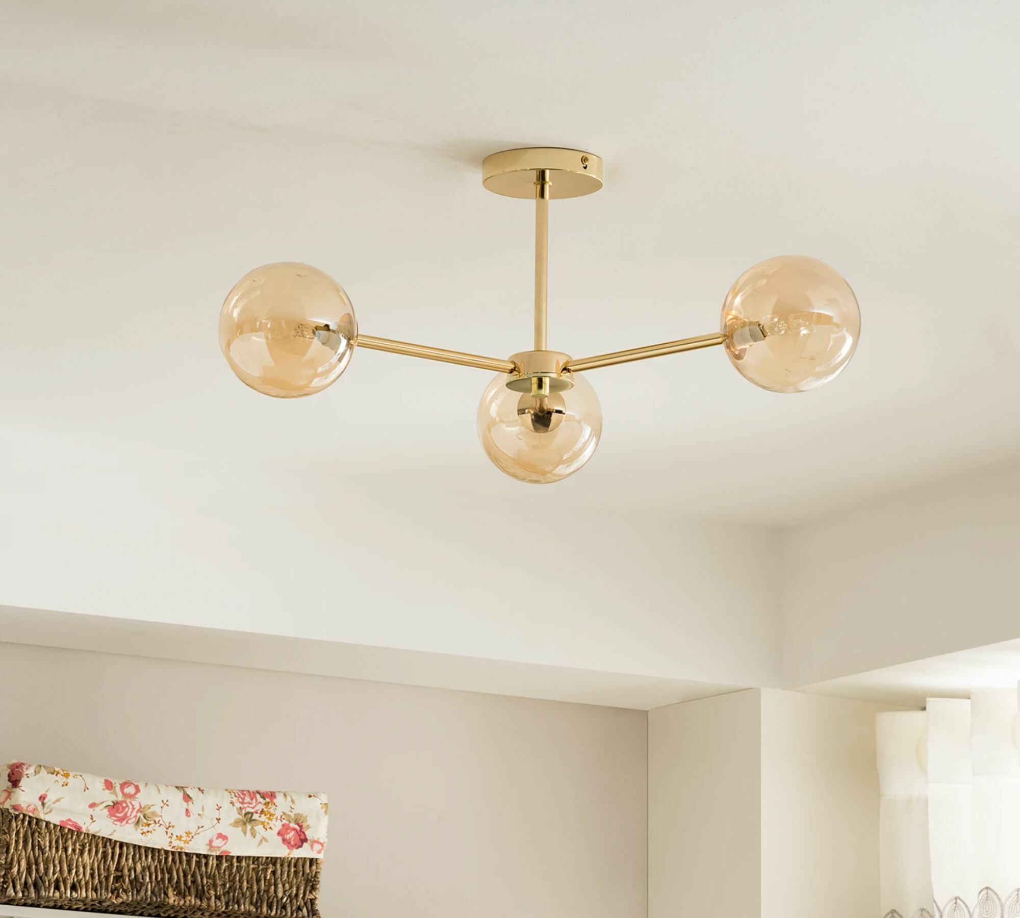 3-light ceiling lamp iron gold 0